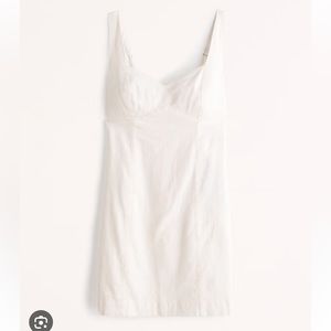 Corset Seamed Linen-Blend Mini Dress